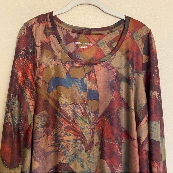 Soft Surroundings Julia Top Butterfly Multi Print Tunic Size Petite Large - Picture 4 of 14